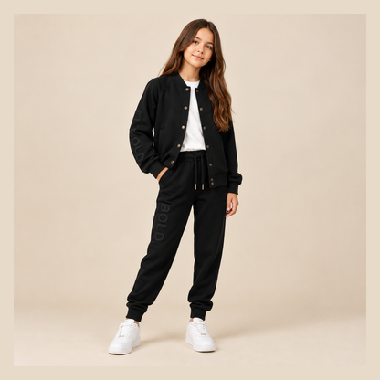 Kids Bomberjack Ultra Black - 12Y girl lookbook pose 1