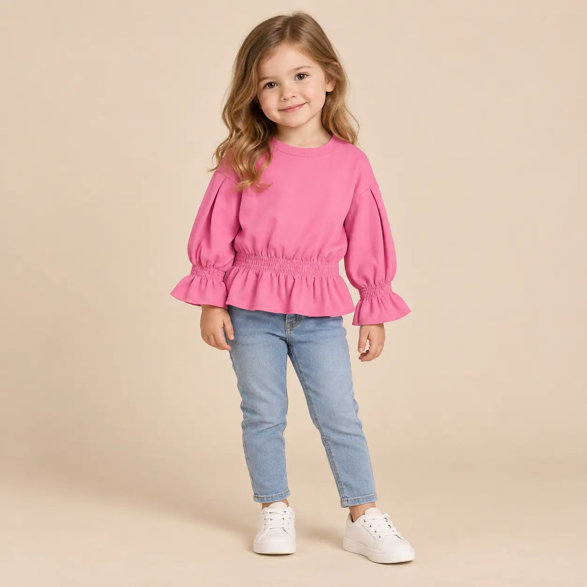 Karlie sweater chateau pink - 3Y girl lookbook pose 1
