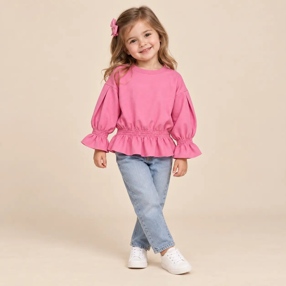 Karlie sweater chateau pink - 3Y girl lookbook pose 2