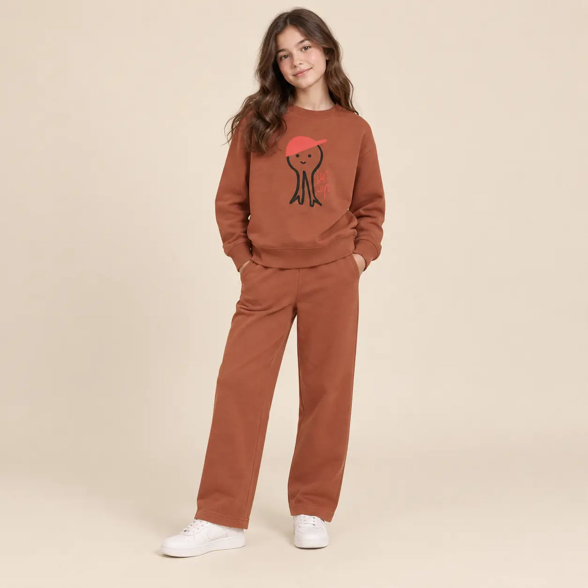 Lep Iep sweatshirt &amp; Pants - Brown - 13-14Y girl lookbook pose 1