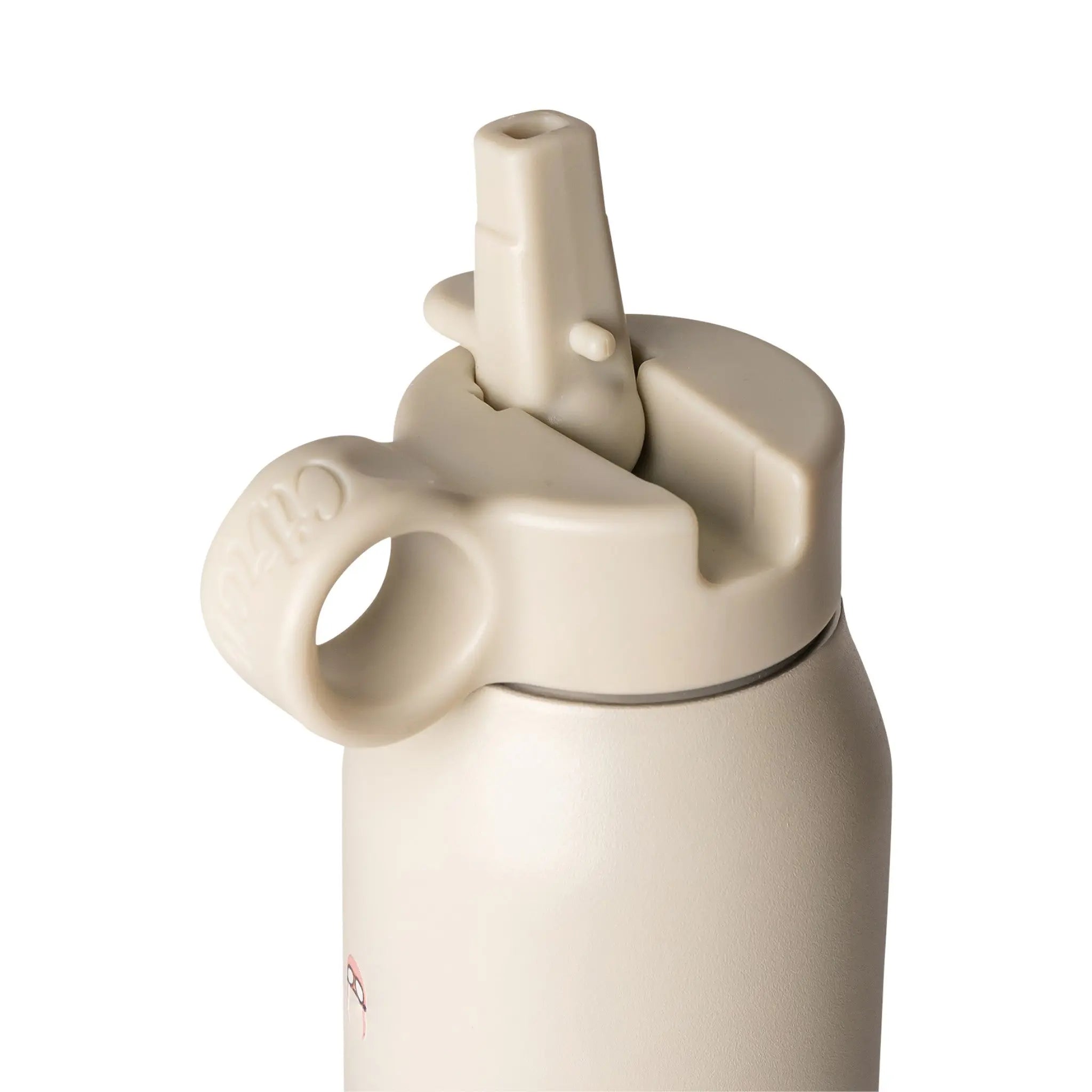 Lil Bunnies - The Collective 350ml beige water bottle with a flip-up straw lid and integrated carry handle