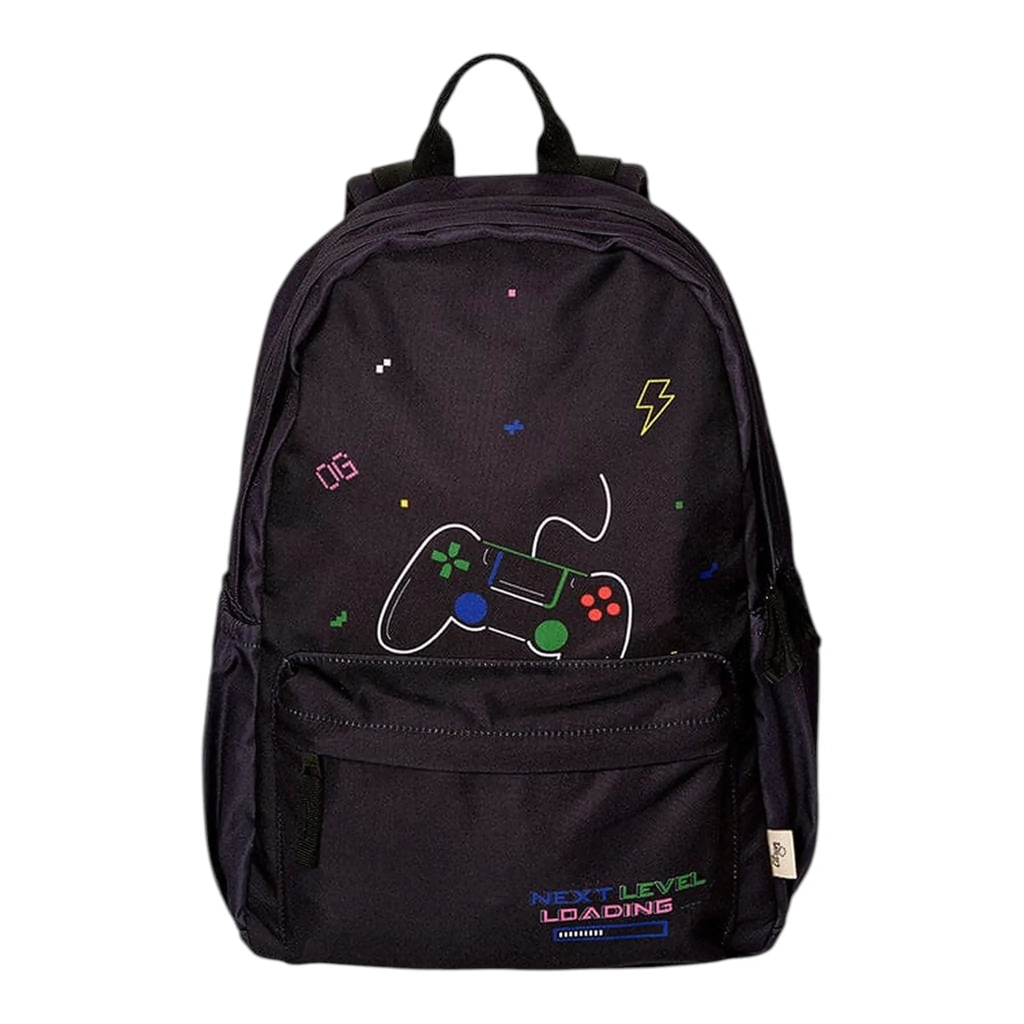 Lil Bunnies - The Collective black gaming backpack featuring a controller graphic and Next Level Loading text