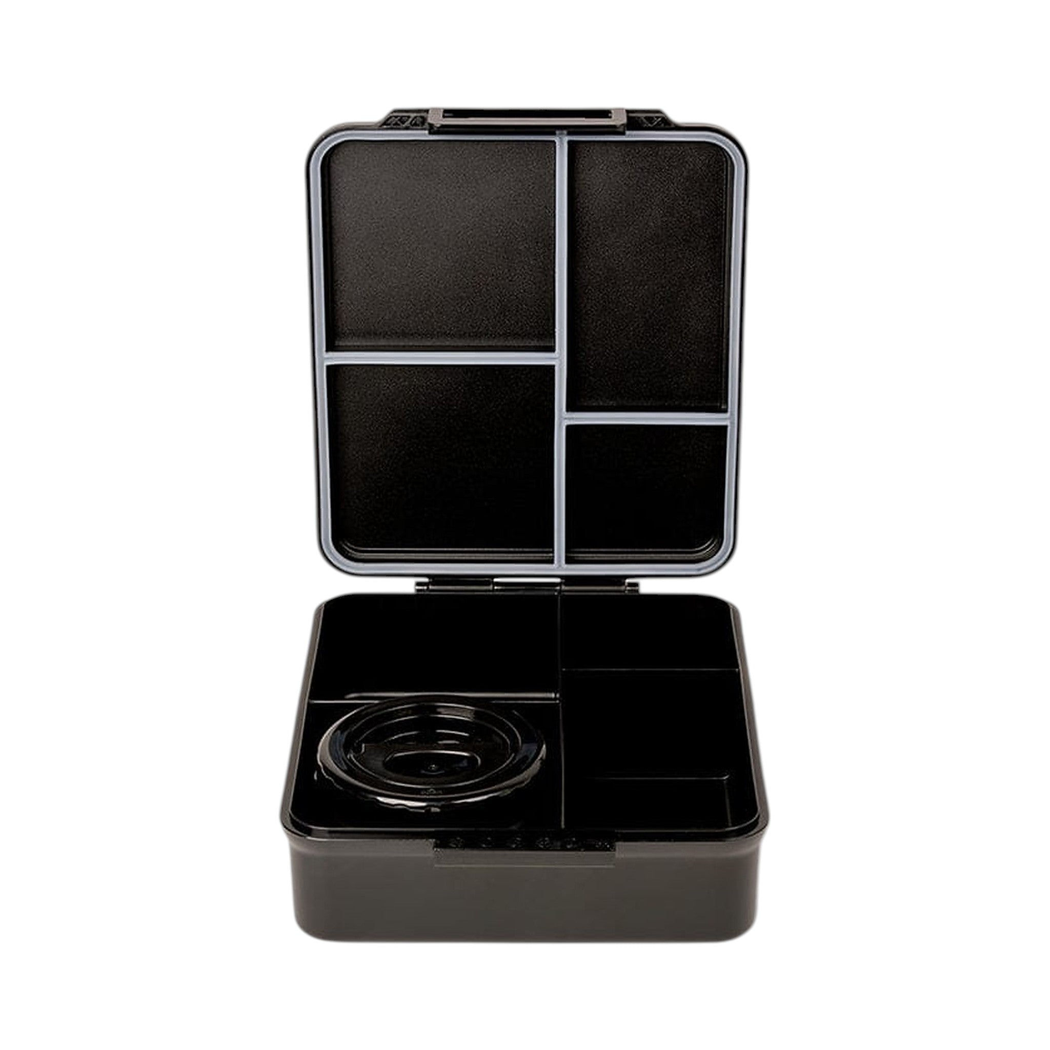 Lil Bunnies - The Collective black gaming lunchbox with four compartments and a circular insulated food jar insert