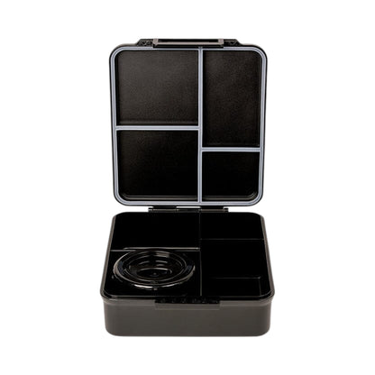 Lil Bunnies - The Collective black gaming lunchbox with four compartments and a circular insulated food jar insert