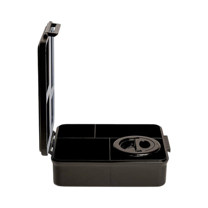 Lil Bunnies - The Collective black gaming lunchbox with an open lid and a circular insulated food jar inside.
