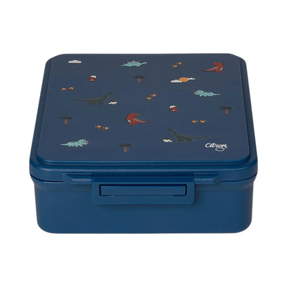 Lil Bunnies - The Collective blue dinosaur print grand lunchbox with secure latch closure