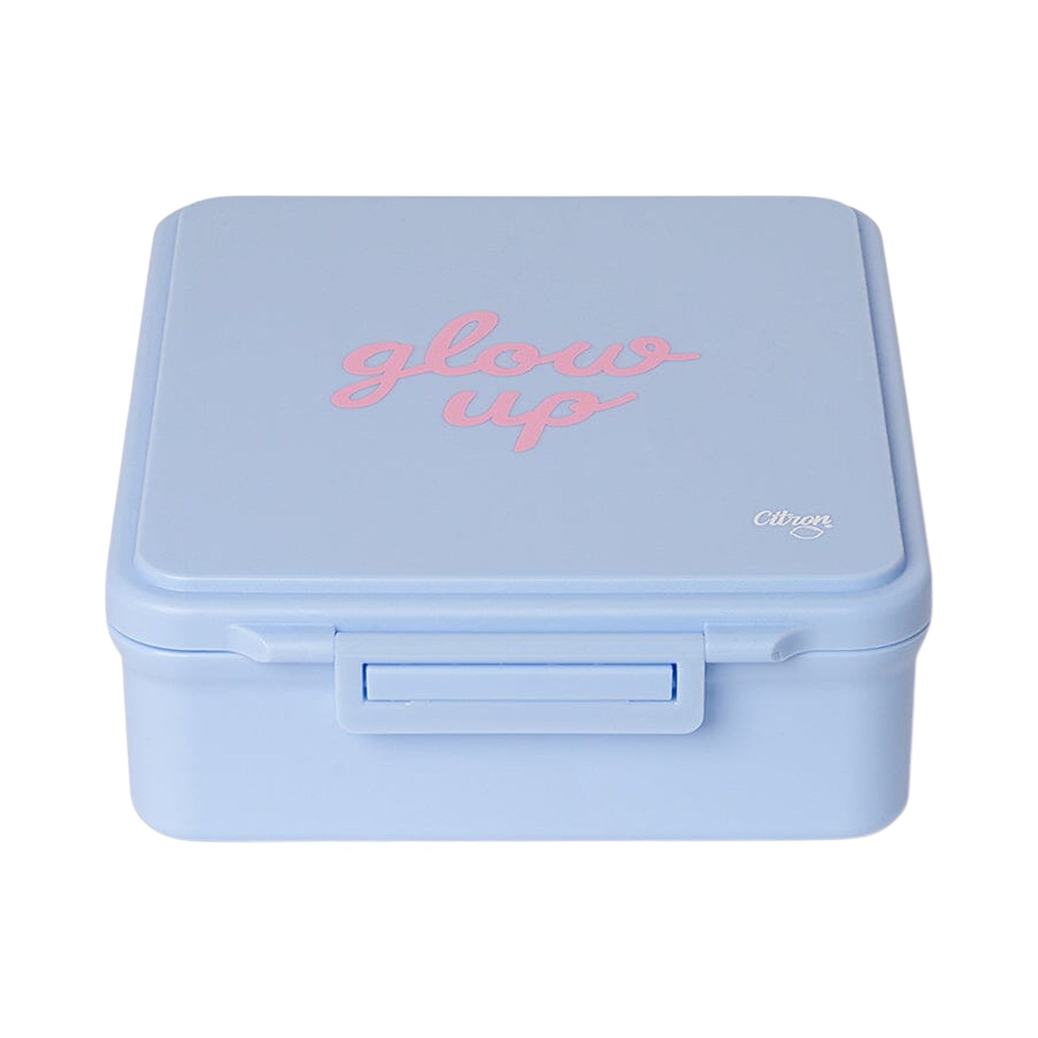 Lil Bunnies - The Collective blue grand lunchbox with pink glow up text and insulated food jar compartment