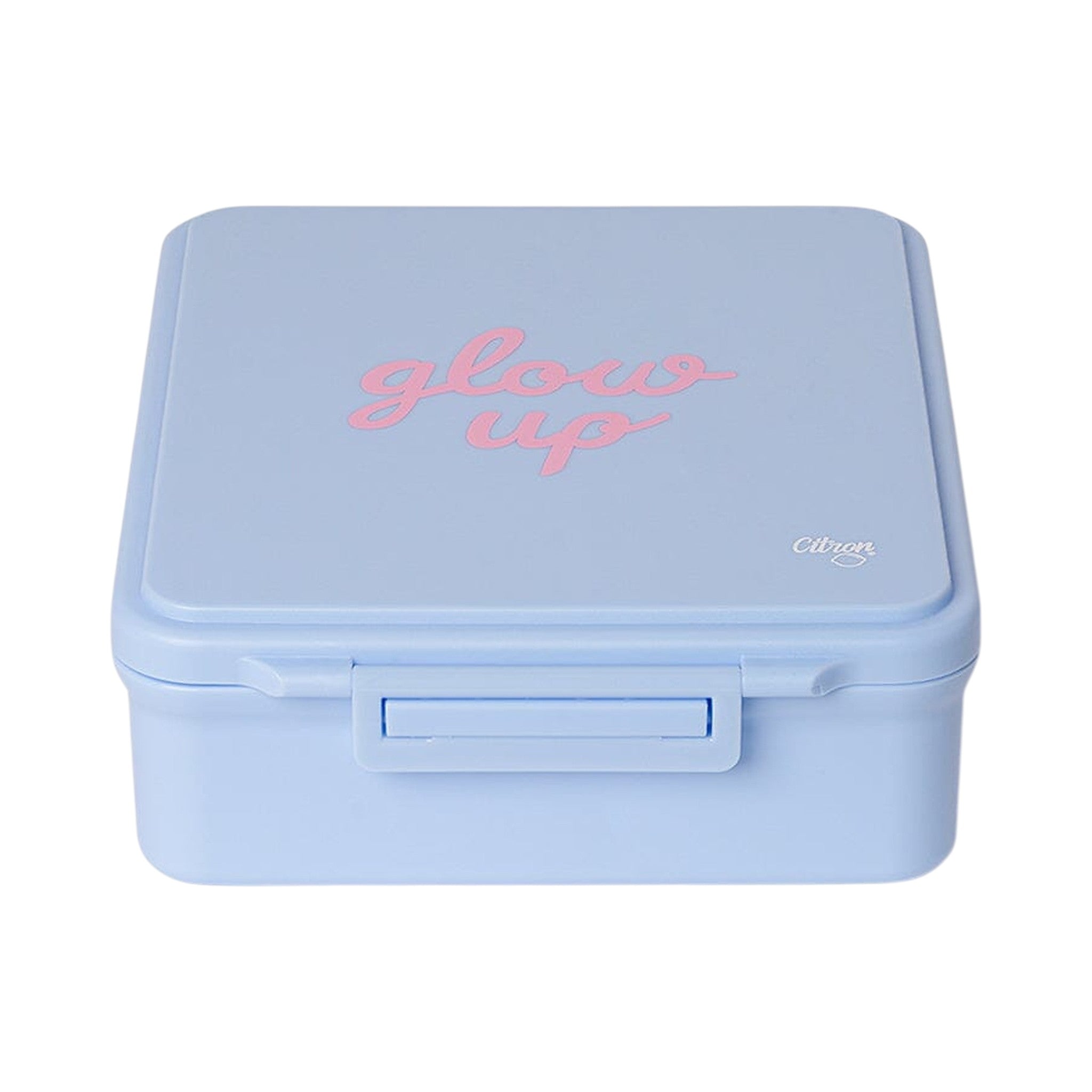 Lil Bunnies - The Collective blue grand lunchbox with pink glow up text and insulated food jar compartment