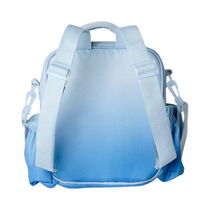 Lil Bunnies - The Collective blue ombre insulated lunchbag backpack with adjustable straps and side pockets.