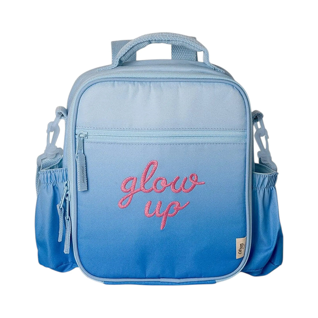 Lil Bunnies - The Collective insulated lunchbag backpack in blue ombre with pink glow up embroidery