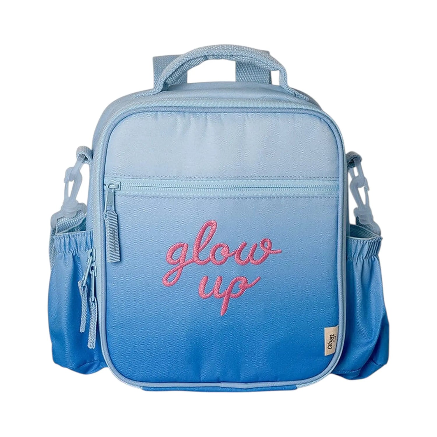 Lil Bunnies - The Collective insulated lunchbag backpack in blue ombre with pink glow up embroidery