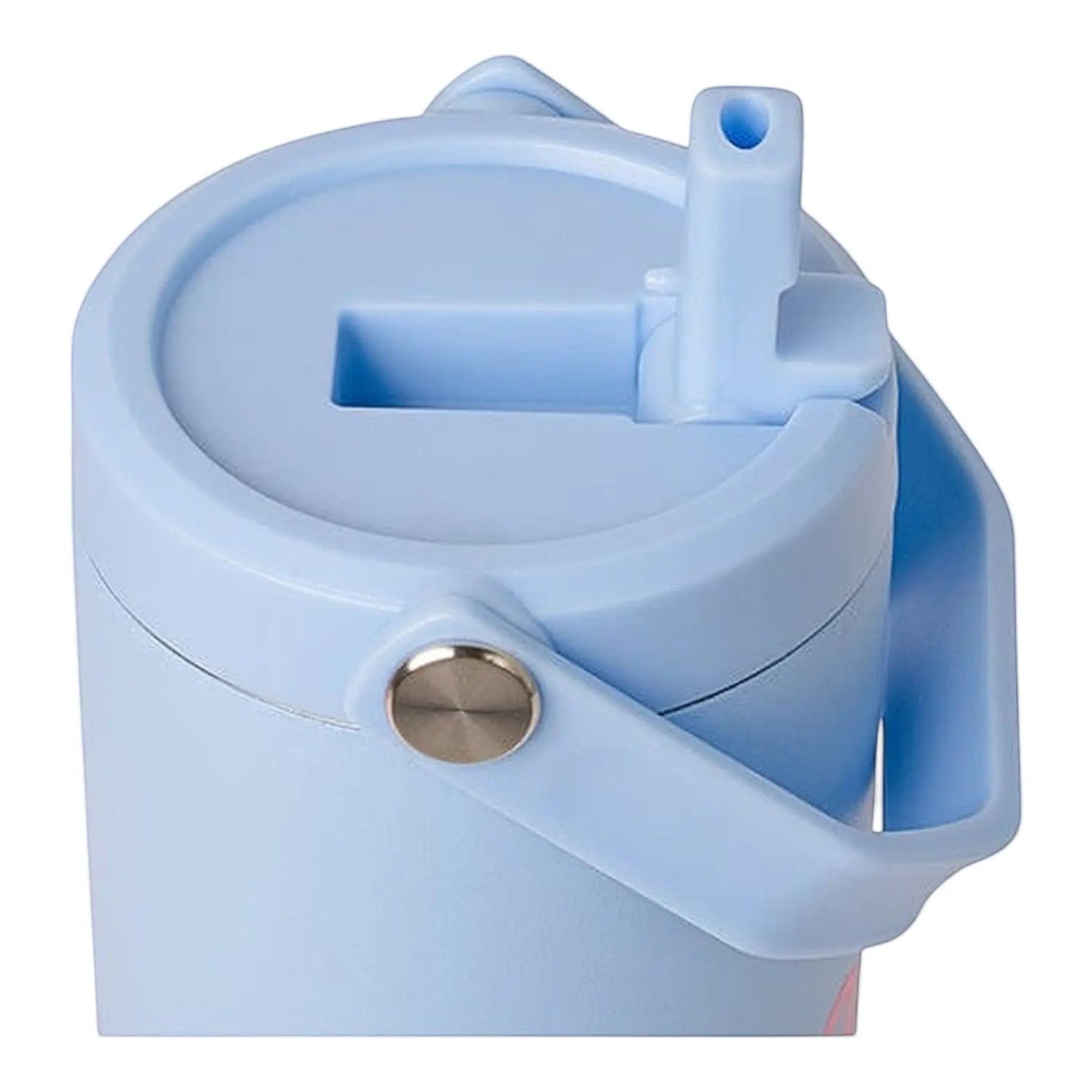 Lil Bunnies - The Collective 900ml insulated tumbler in light blue with a flip-up straw and carrying handle