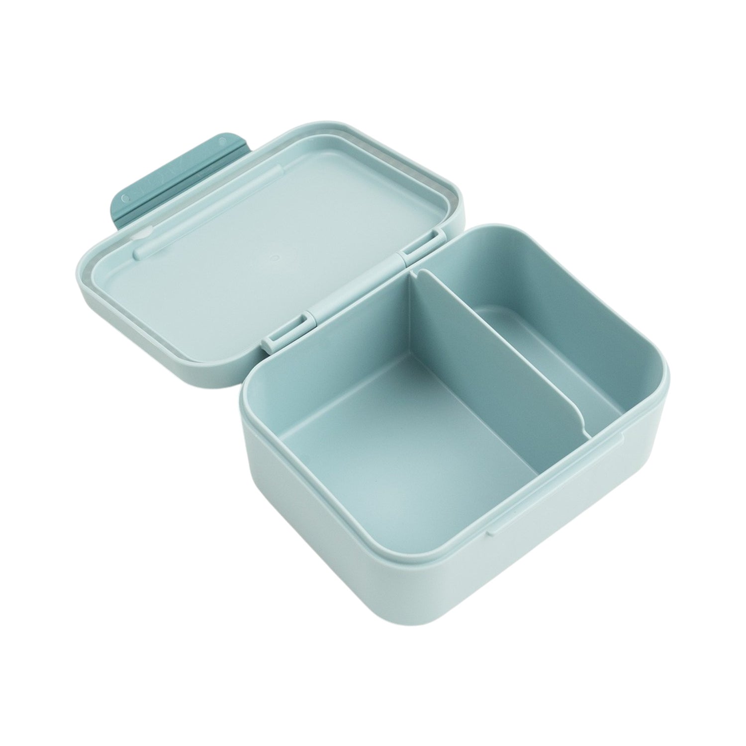 Lil Bunnies - The Collective blue snack box with a central divider and hinged lid, isolated on white background.