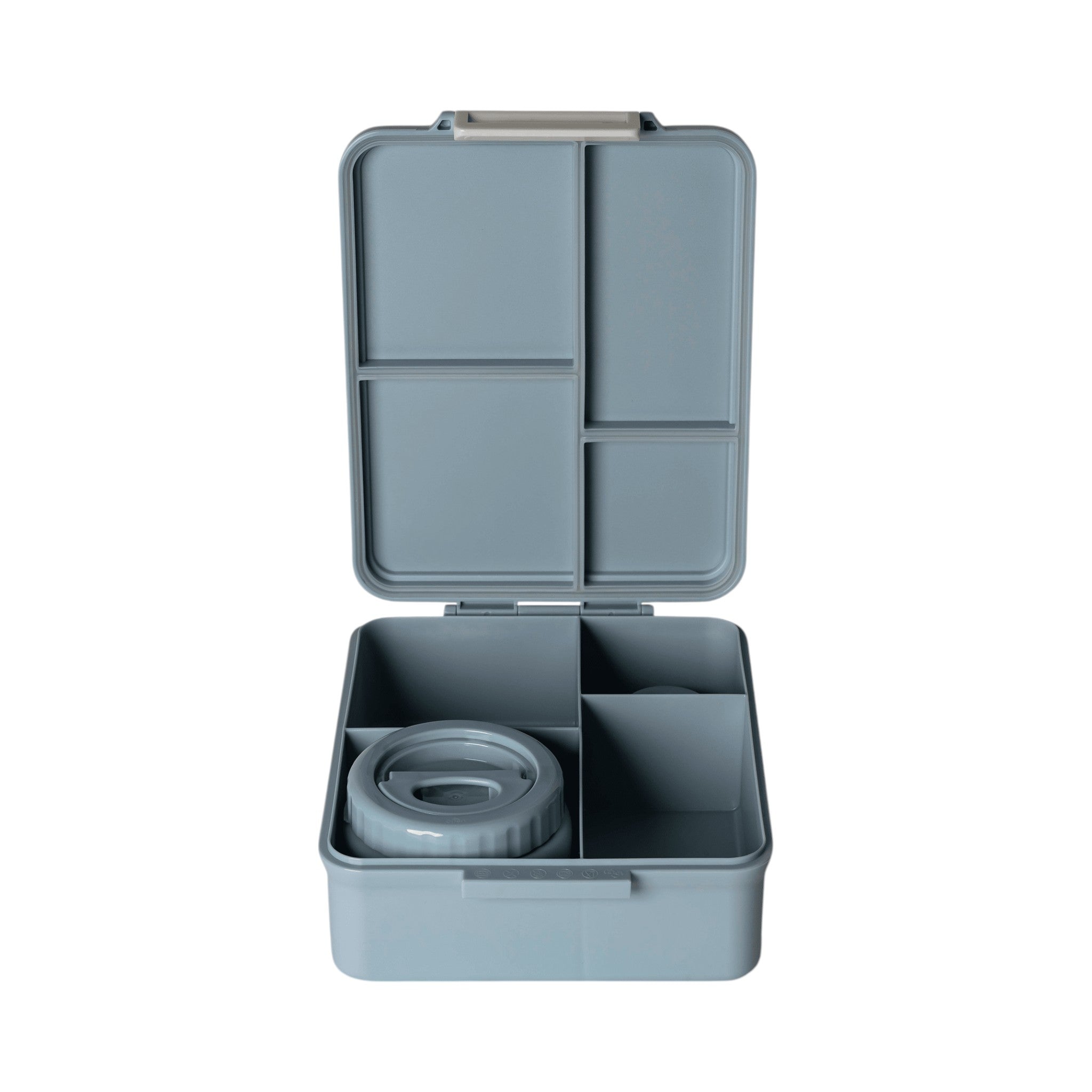 Lil Bunnies - The Collective dusty blue 4-compartment lunch box with an integrated food jar for kids