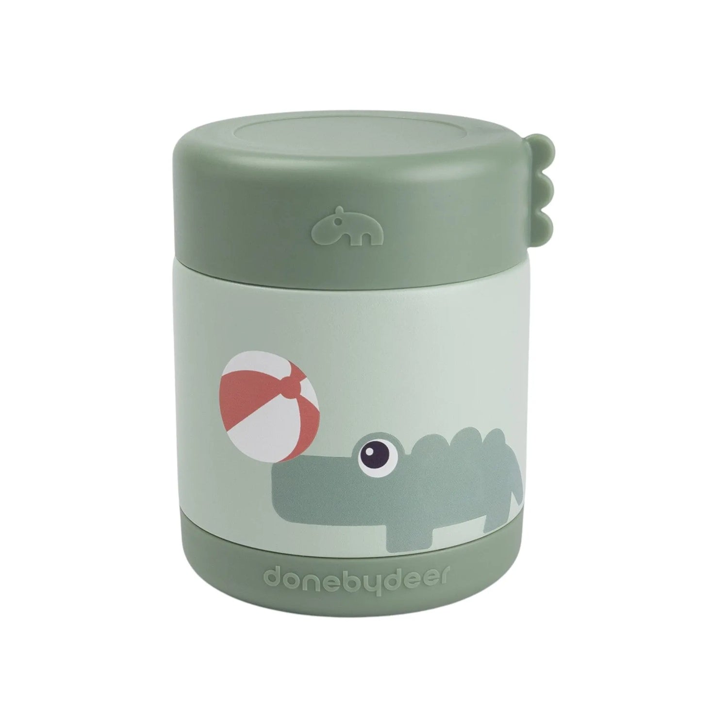 Lil Bunnies - The Collective green insulated food jar featuring a cute crocodile illustration with a beach ball.