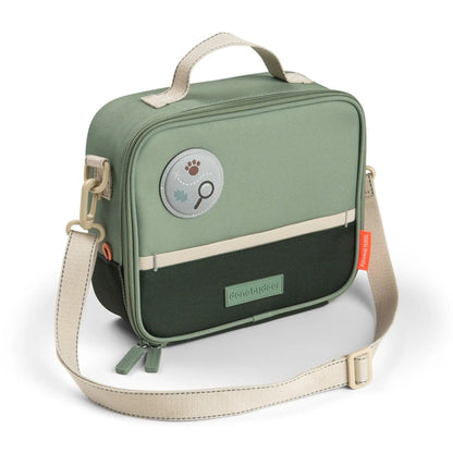 Lil Bunnies - The Collective insulated 4L lunch bag in sage green with a shoulder strap and nature-themed patch.