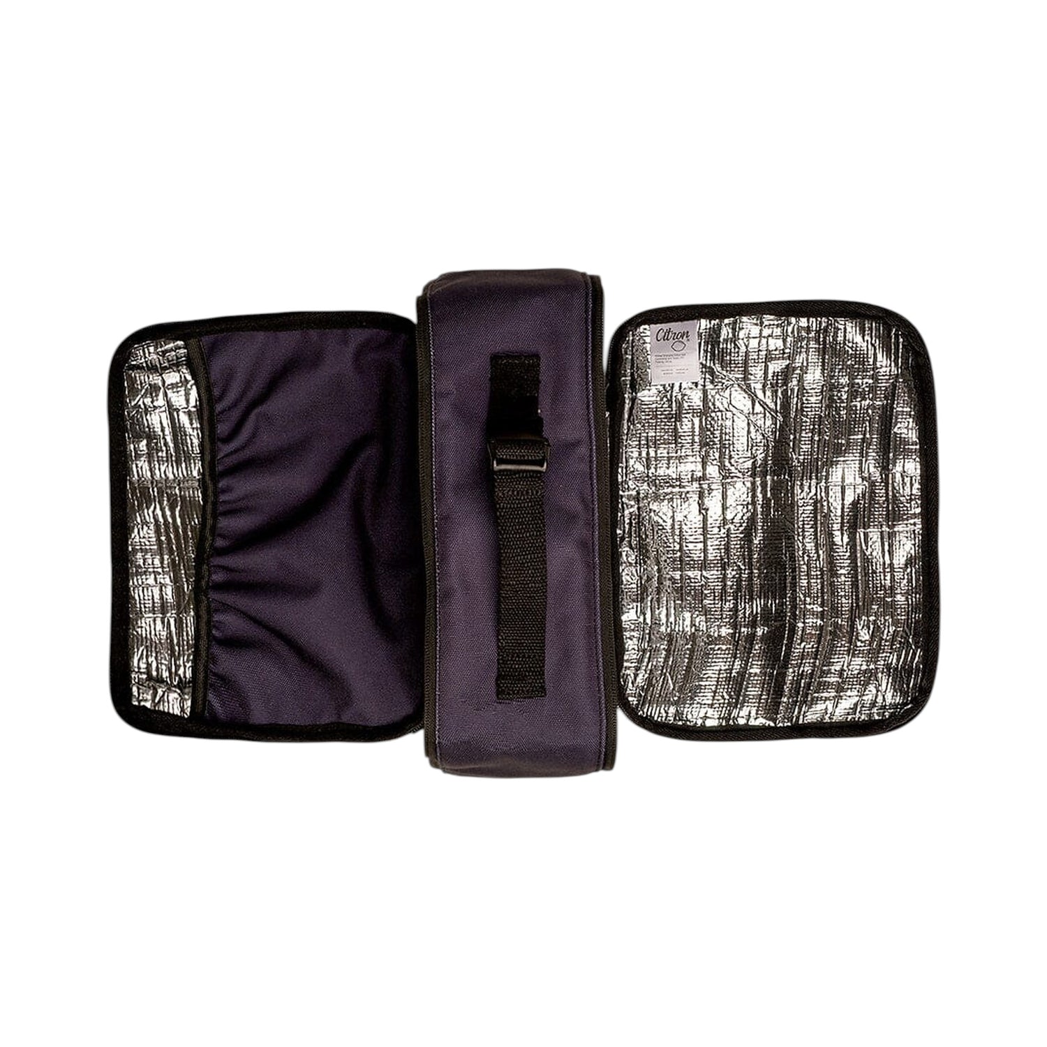 Lil Bunnies - The Collective insulated square lunch bag in black with silver thermal lining and side carry handle