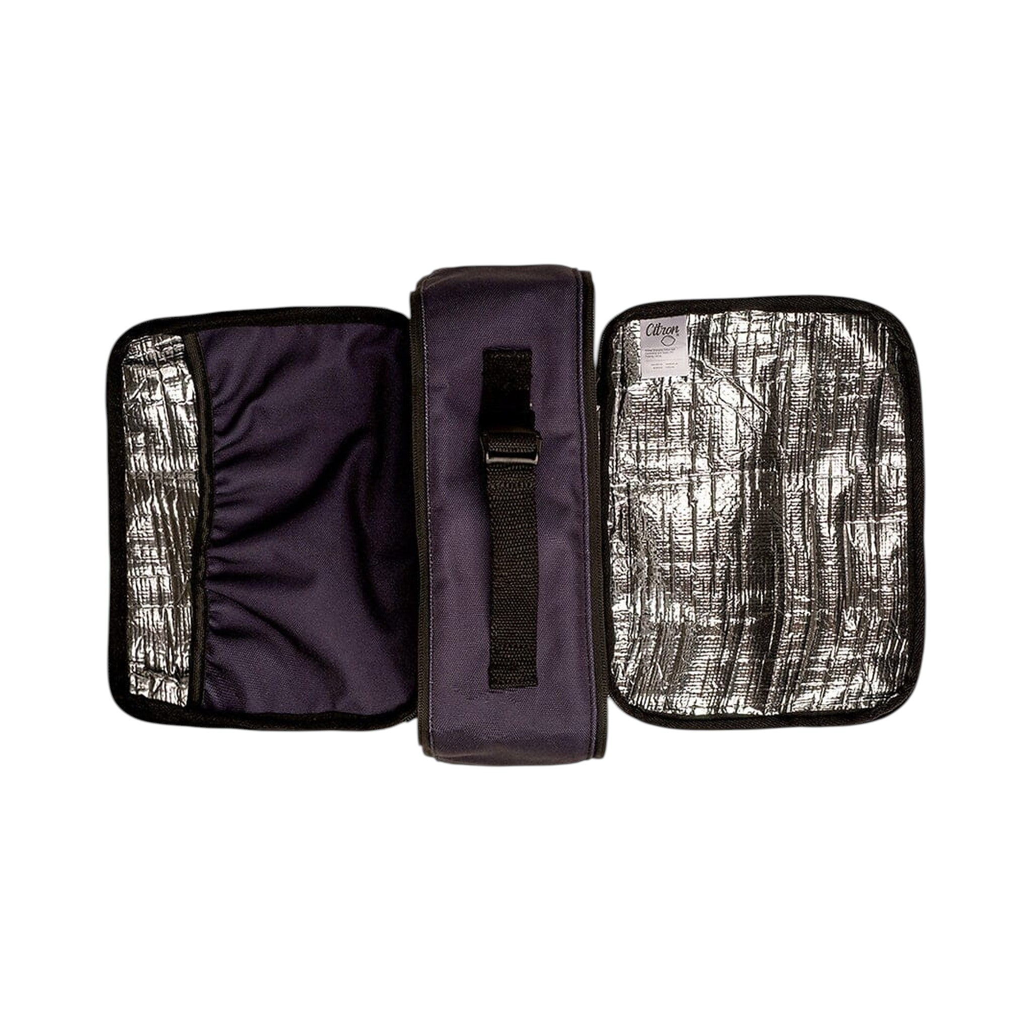 Lil Bunnies - The Collective insulated square lunch bag in black with silver thermal lining and side carry handle