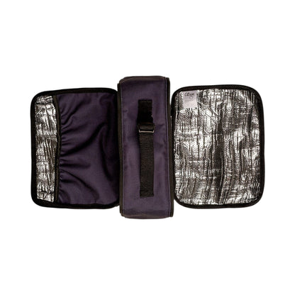 Lil Bunnies - The Collective insulated square lunch bag in black with silver thermal lining and side carry handle