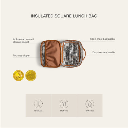Lil Bunnies - The Collective insulated square lunch bag with internal pocket, two-way zipper, and carry handle.
