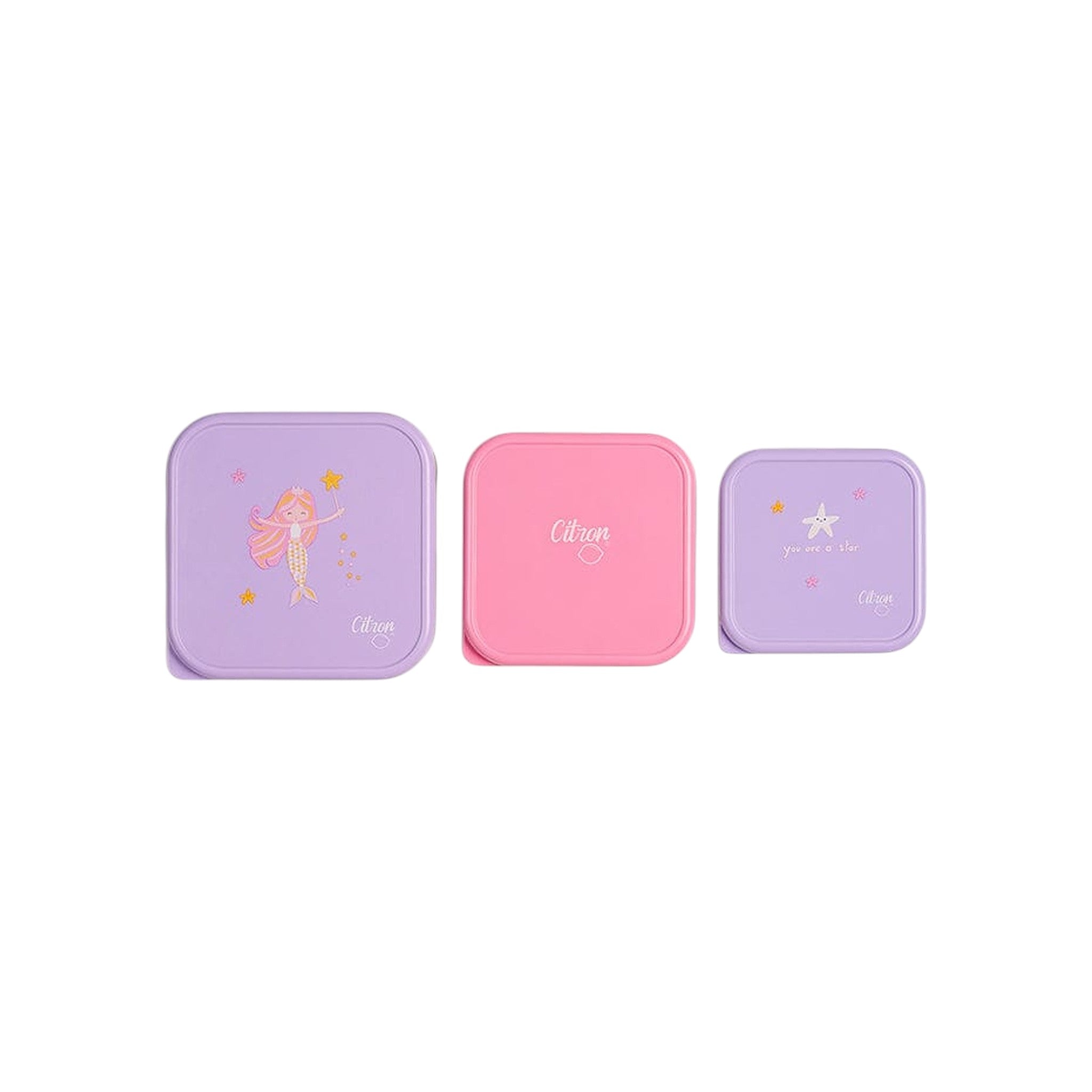 Lil Bunnies - The Collective mermaid themed stackable stainless steel lunchbox set in purple and pink