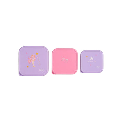 Lil Bunnies - The Collective mermaid themed stackable stainless steel lunchbox set in purple and pink