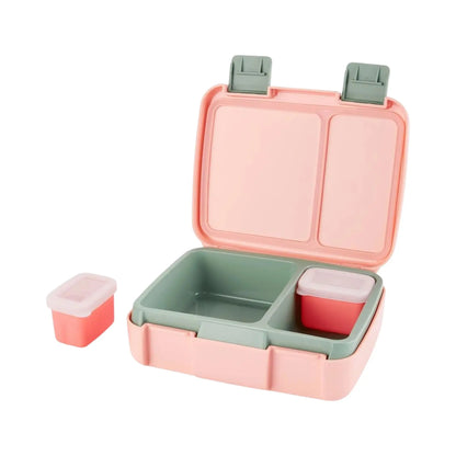 Lil Bunnies - The Collective Zoo Bento Box Cat in pink and sage green with removable snack containers