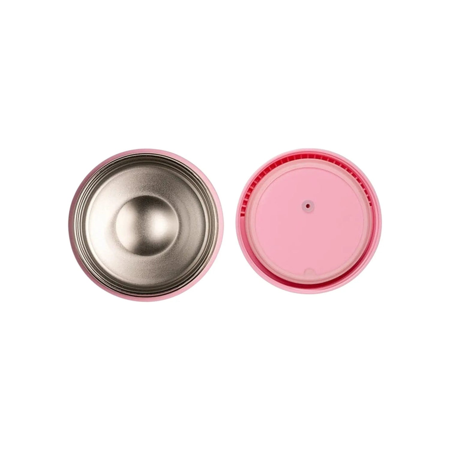 Lil Bunnies - The Collective pink insulated stainless steel food jar with lid removed, top view