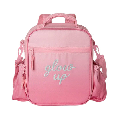 Lil Bunnies - The Collective pink insulated lunchbag backpack with Glow Up embroidery and side pockets