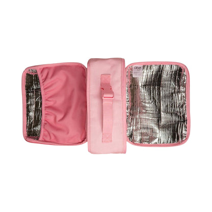 Lil Bunnies - The Collective pink insulated square lunch bag with a silver reflective interior and top carry handle