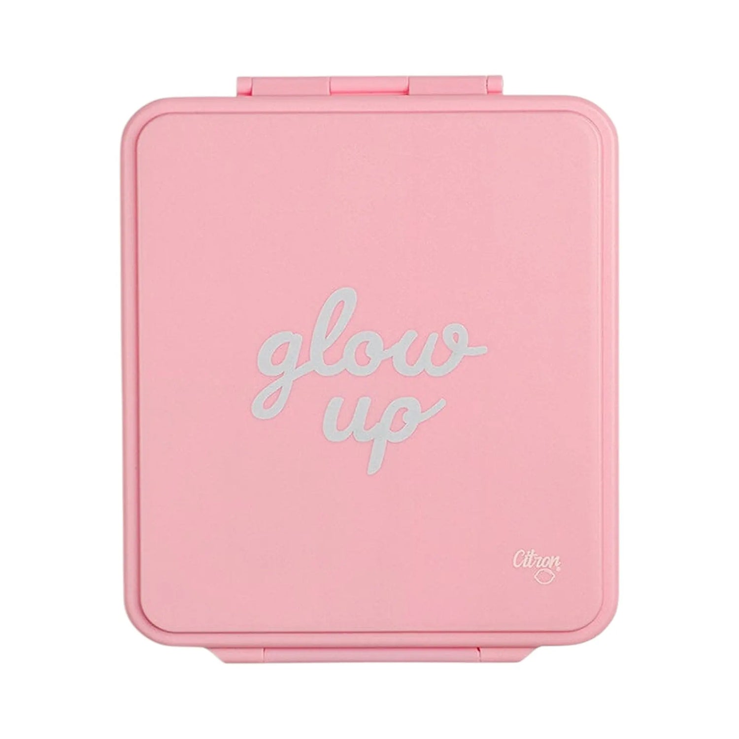 Lil Bunnies - The Collective pink insulated lunchbox with glow up text on the lid