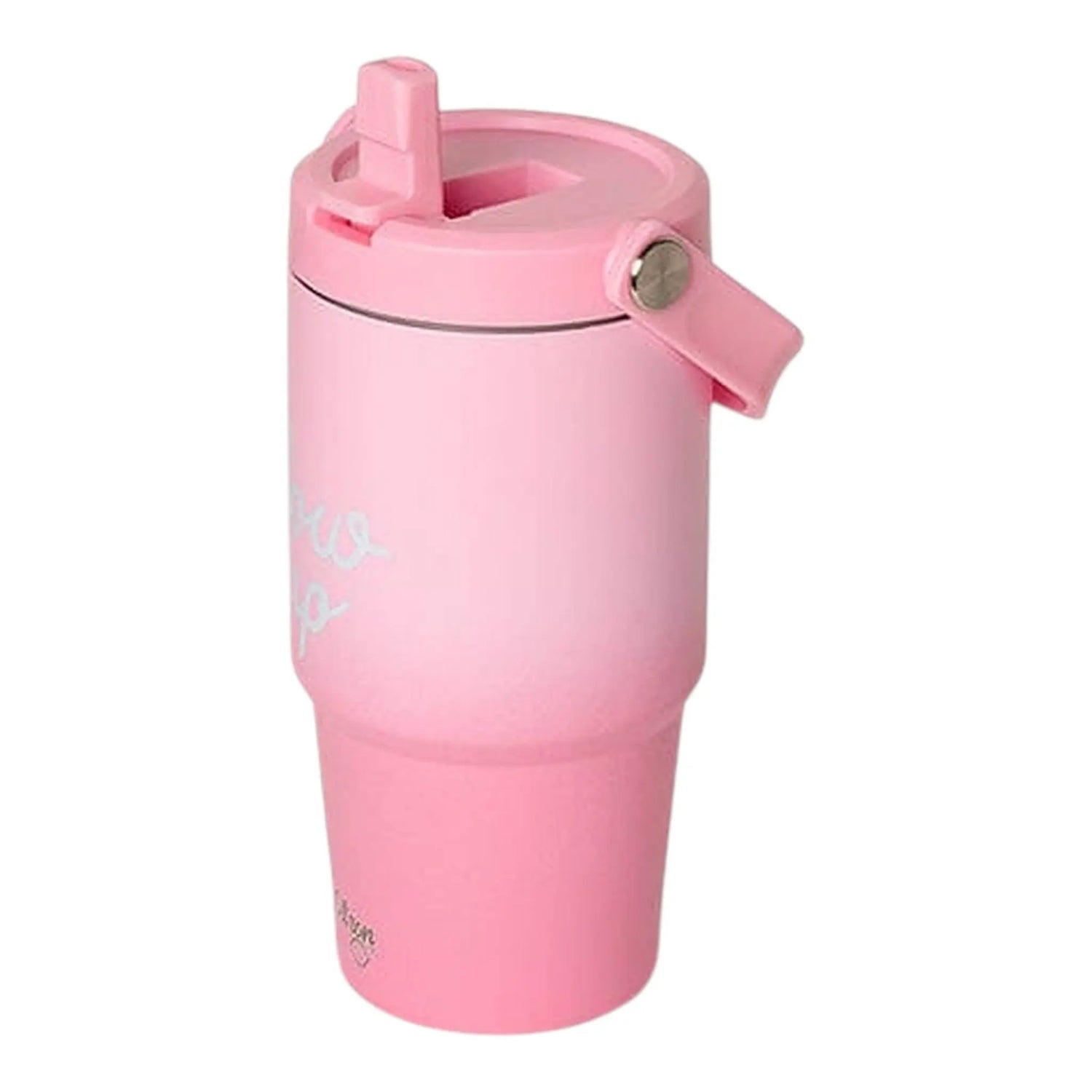 Lil Bunnies - The Collective 600ml insulated tumbler in a pink ombre finish with a straw lid and carry handle.