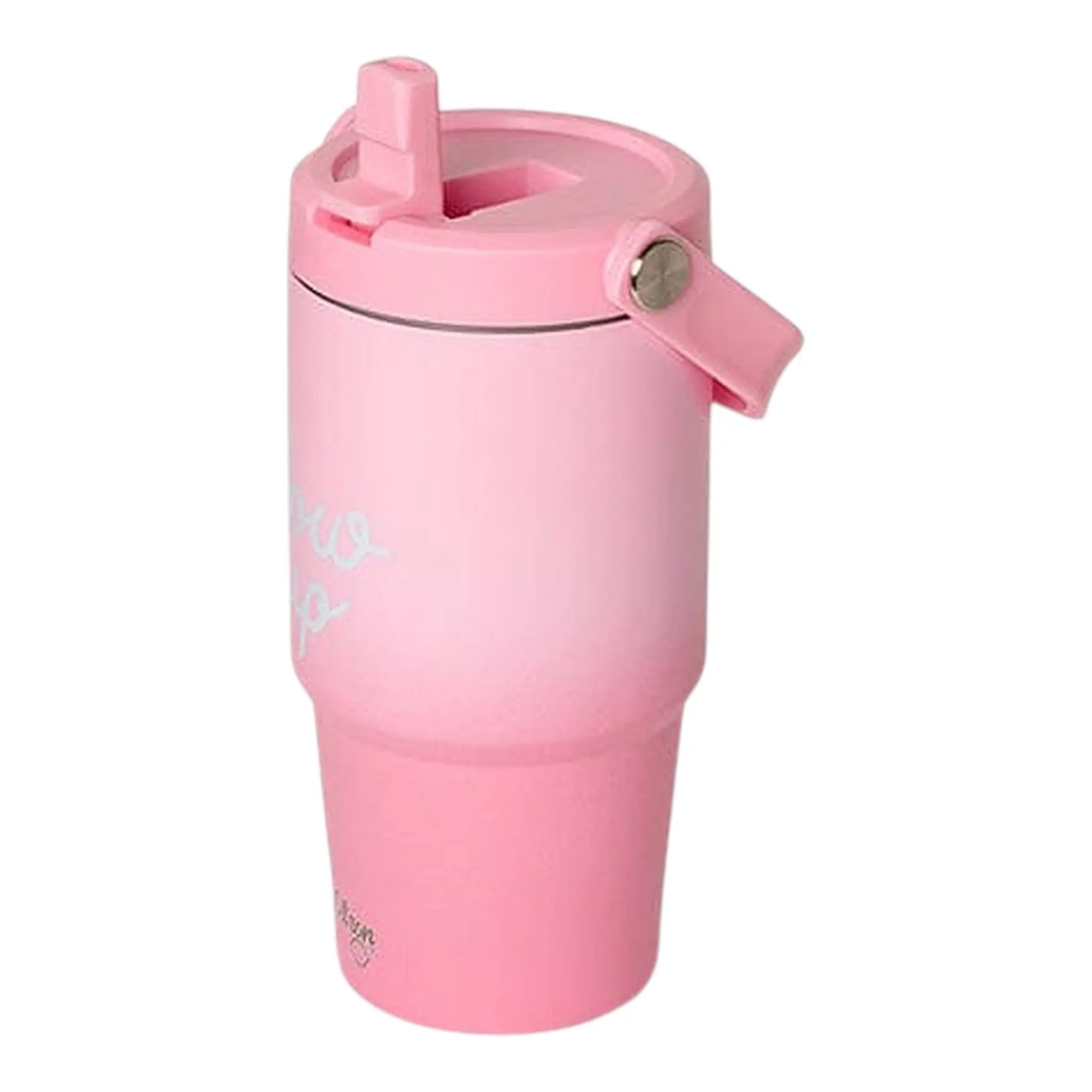 Lil Bunnies - The Collective 600ml insulated tumbler in a pink ombre finish with a straw lid and carry handle.