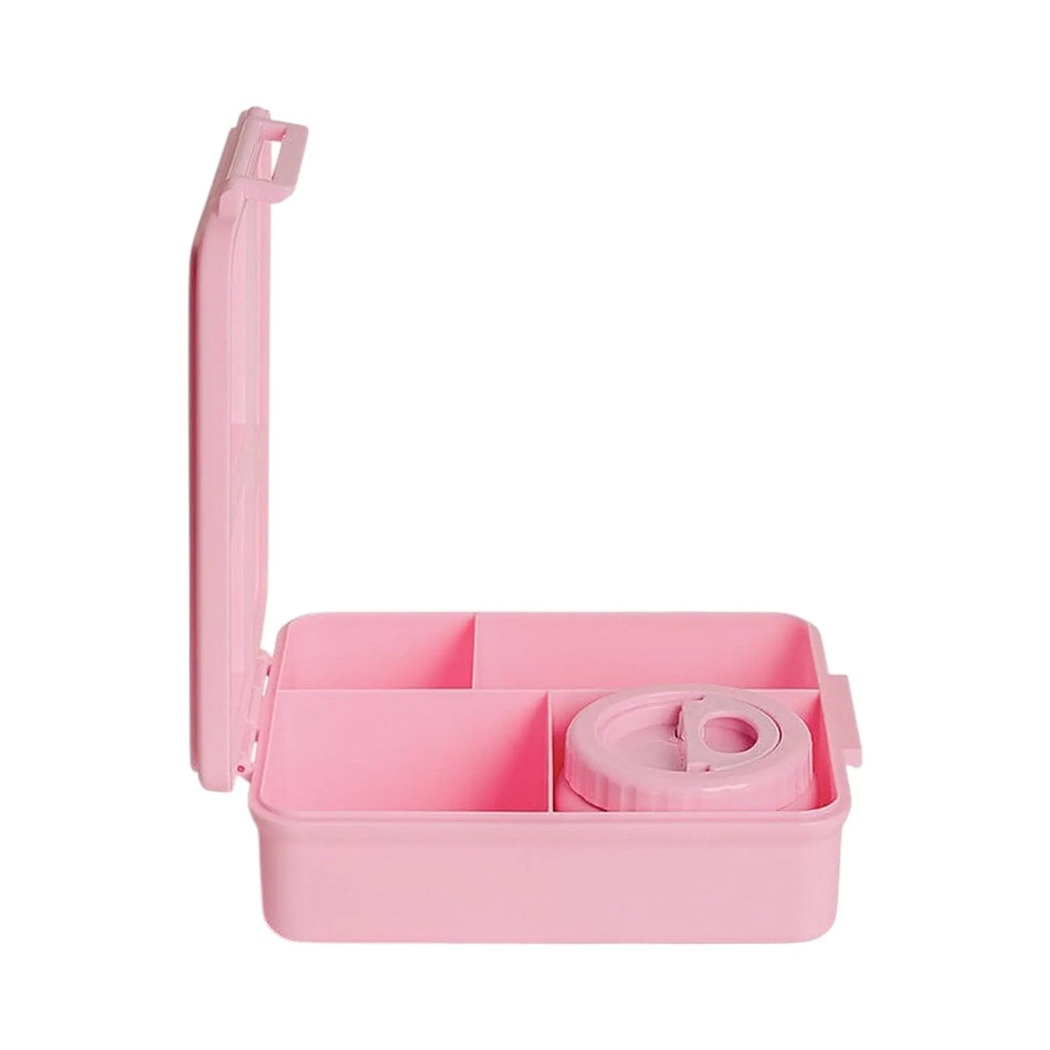 Lil Bunnies - The Collective pink Grand lunchbox with an open lid and a matching insulated food jar inside