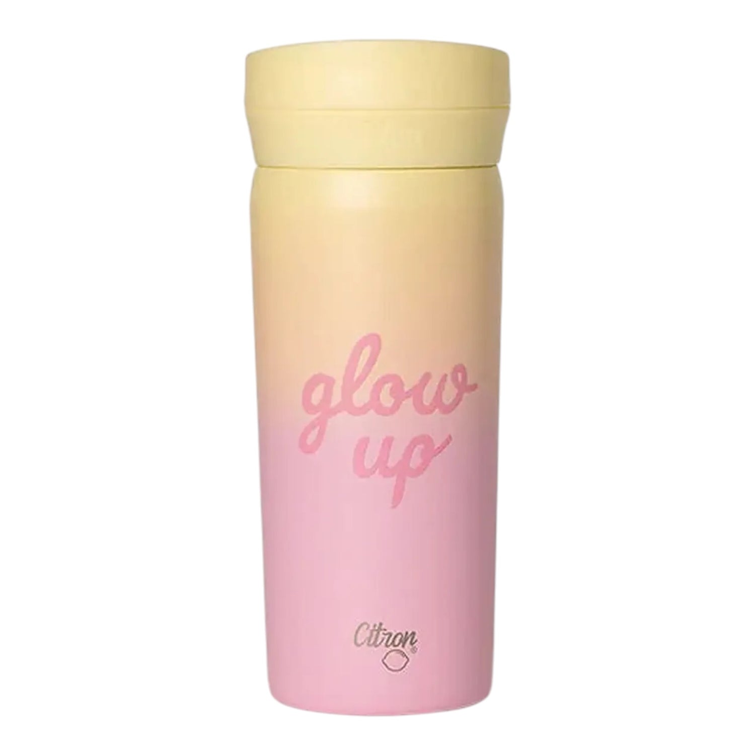 Lil Bunnies - The Collective 450ml coffee mug featuring a pink and yellow ombre design with glow up text