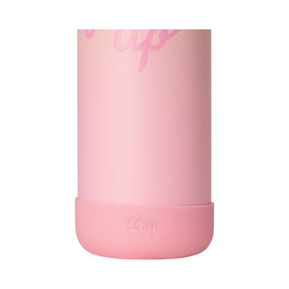 Lil Bunnies - The Collective 750ml pink and yellow gradient water bottle with a protective silicone base