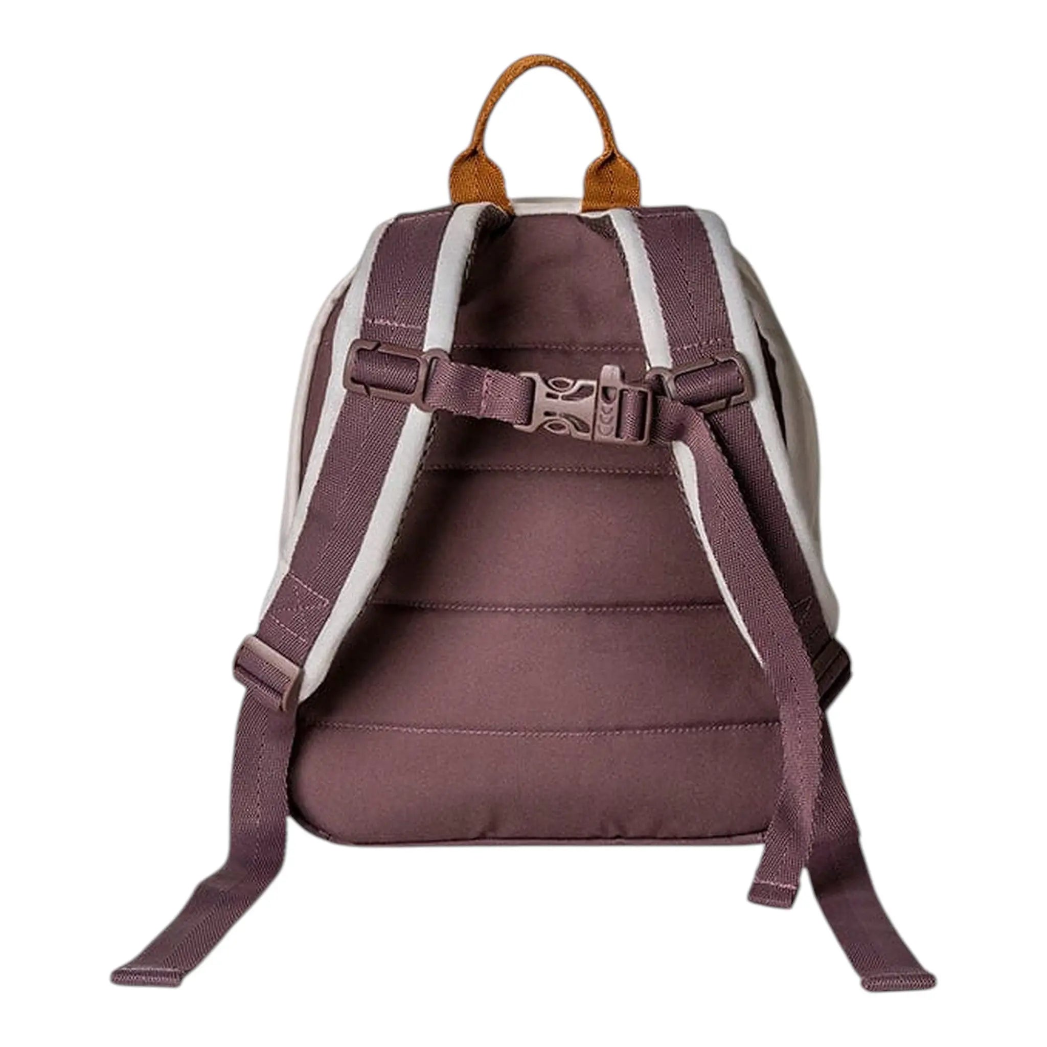 Lil Bunnies - The Collective mini backpack in plum with adjustable chest strap and tan top handle