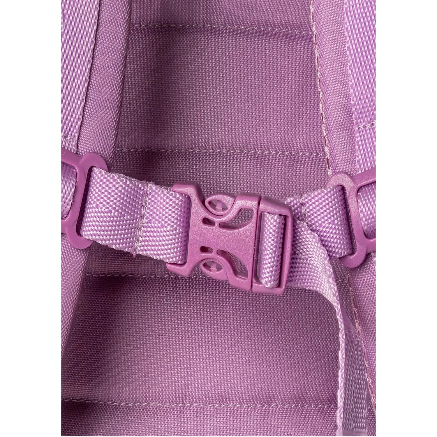 Lil Bunnies - The Collective Grand Backpack in purple with a durable plastic chest strap buckle and padded straps.