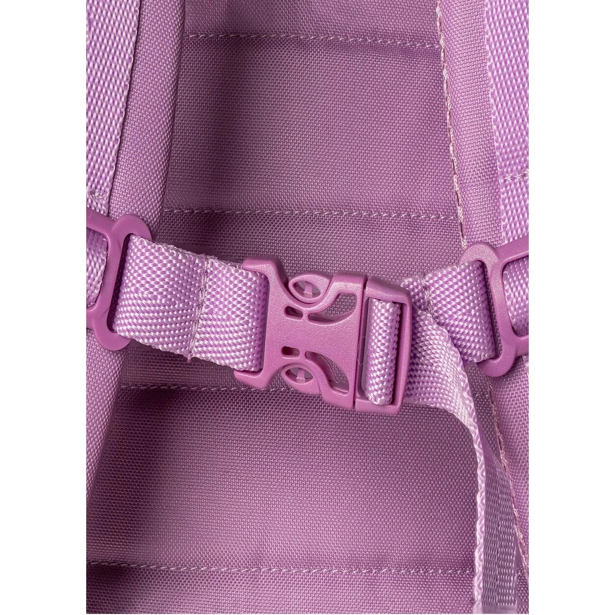 Lil Bunnies - The Collective Grand Backpack in purple with a durable plastic chest strap buckle and padded straps.