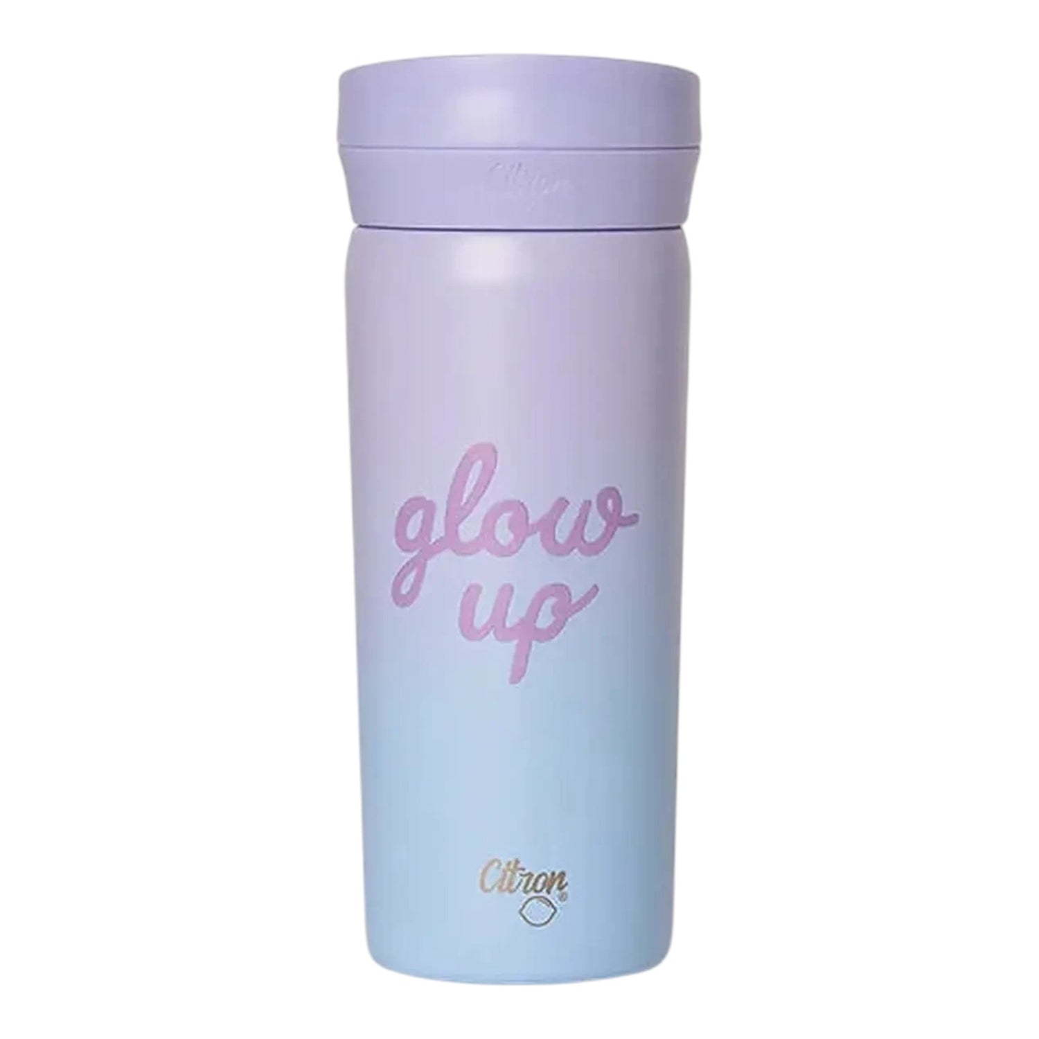 Lil Bunnies - The Collective 450ml purple and blue ombre coffee mug with glow up text and Citron branding