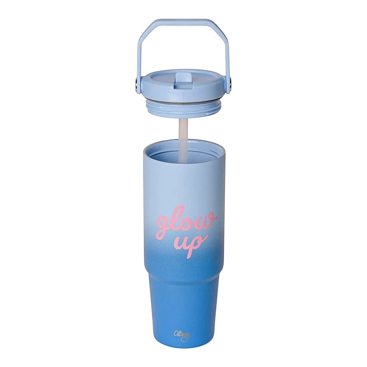 Lil Bunnies - The Collective 900ml insulated tumbler in purple and blue gradient with glow up text and carry handle