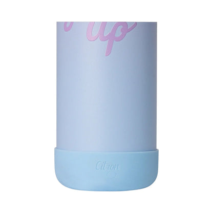 Lil Bunnies - The Collective 750ml purple and blue water bottle with Glowup text and a protective silicone base