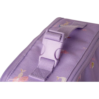 Lil Bunnies - The Collective insulated square lunch bag in purple with mermaid pattern and plastic buckle handle