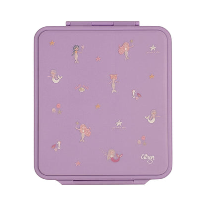 Lil Bunnies - The Collective purple lunchbox featuring a cute mermaid and sea creature pattern for kids