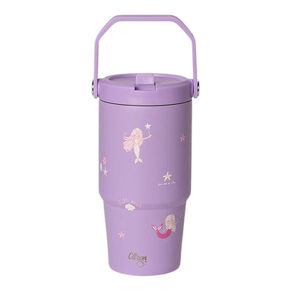 Lil Bunnies - The Collective 600ml insulated purple tumbler featuring a cute mermaid and starfish print with a handle