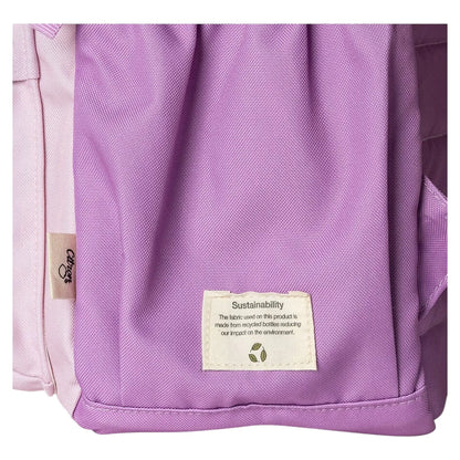 Lil Bunnies - The Collective Grand Backpack in purple and pink recycled fabric with a sustainability label