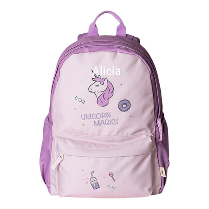 Lil Bunnies - The Collective Grand Backpack in light purple featuring a unicorn, donut, and candy print design.