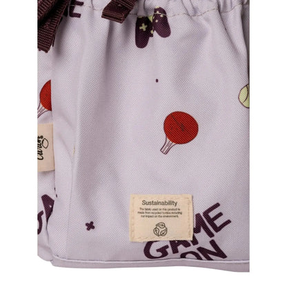 Lil Bunnies - The Collective medium backpack in light purple with a recycled fabric game-themed print