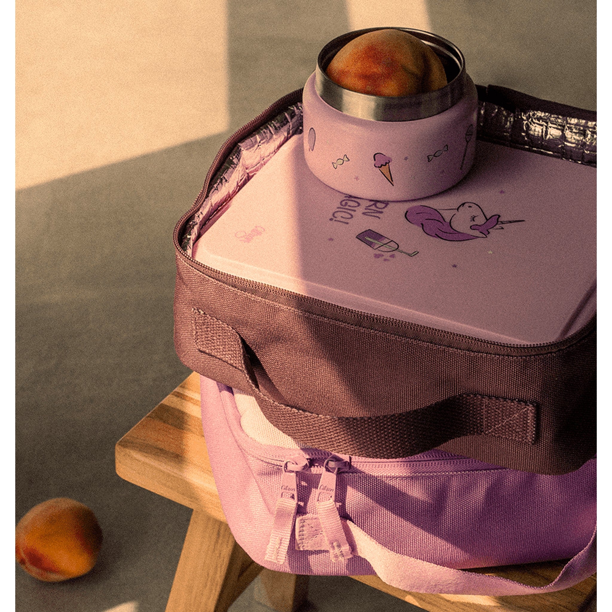 Lil Bunnies - The Collective 250ml insulated food jar in Stormy Unicorn print with matching lunch bag