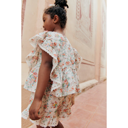 Floral Cream Roses Blouses &amp; Shorts